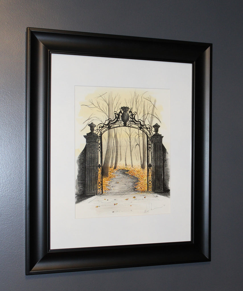 The Gate. Artist Original Watercolour Pen&Ink Painting. Framed Wall Art. Home Decor - Neil Assenheimer