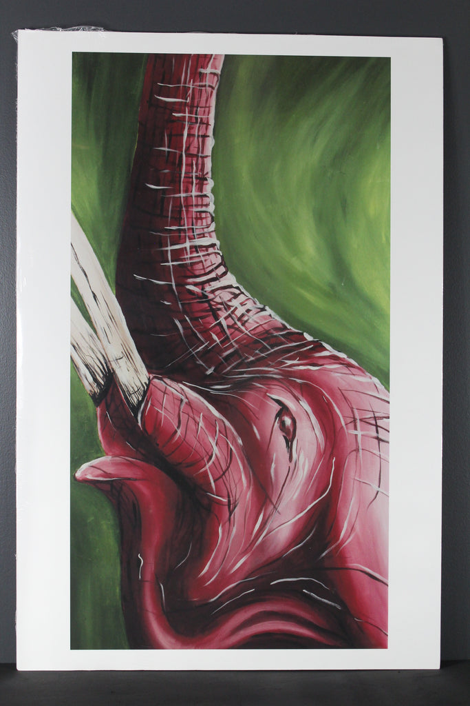 Elephant in pink. Artist Original Matte Poster Print - Neil Assenheimer