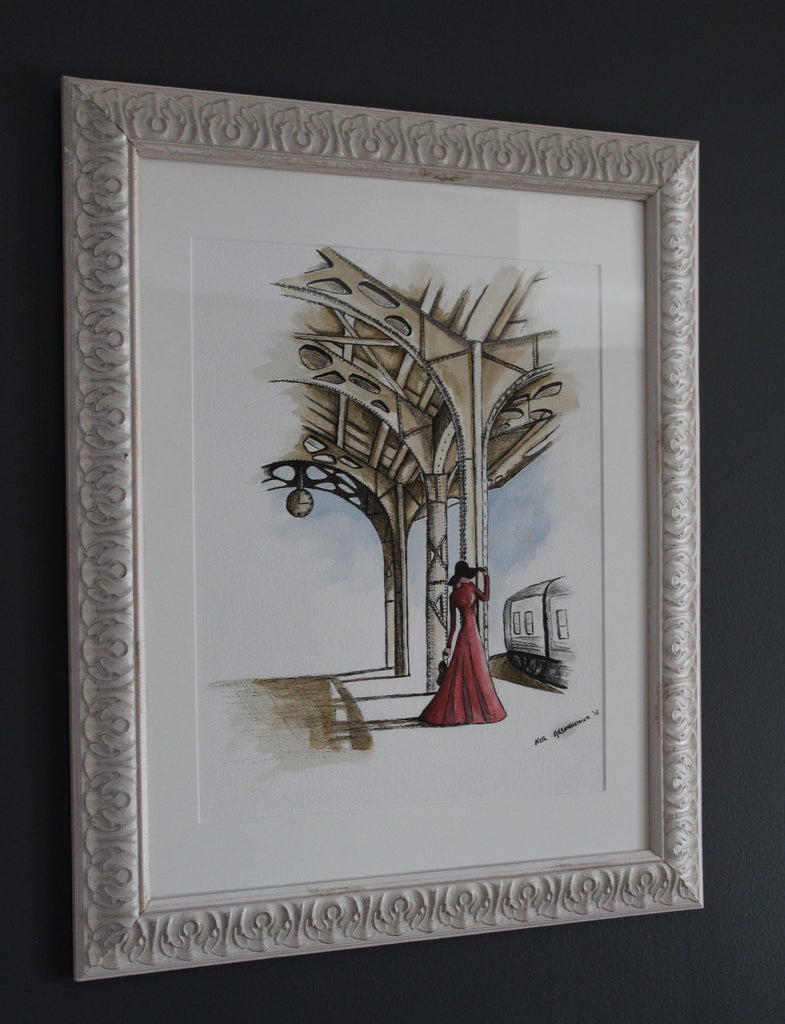 Sophie. Artist Original Watercolour Pen&Ink Painting. 1930's Framed Wall Art. Home Decor - Neil Assenheimer