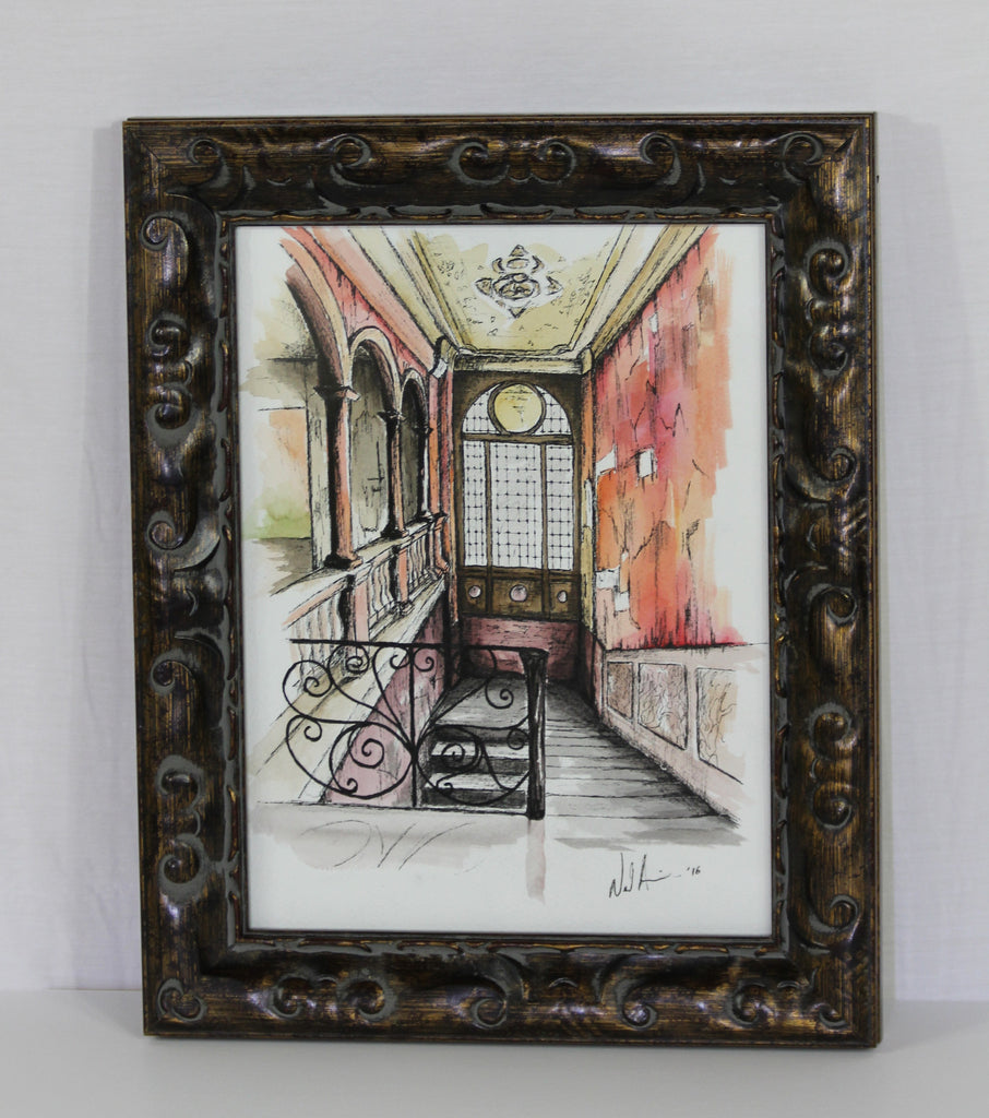 Forgotten Stairs. Original Watercolour Pen and Ink - Neil Assenheimer