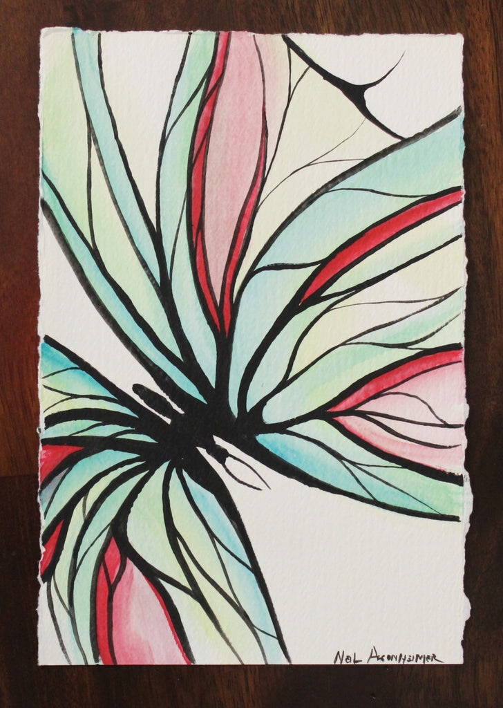 Butterfly in Green, Blue, and Red. Original Watercolour - Neil Assenheimer