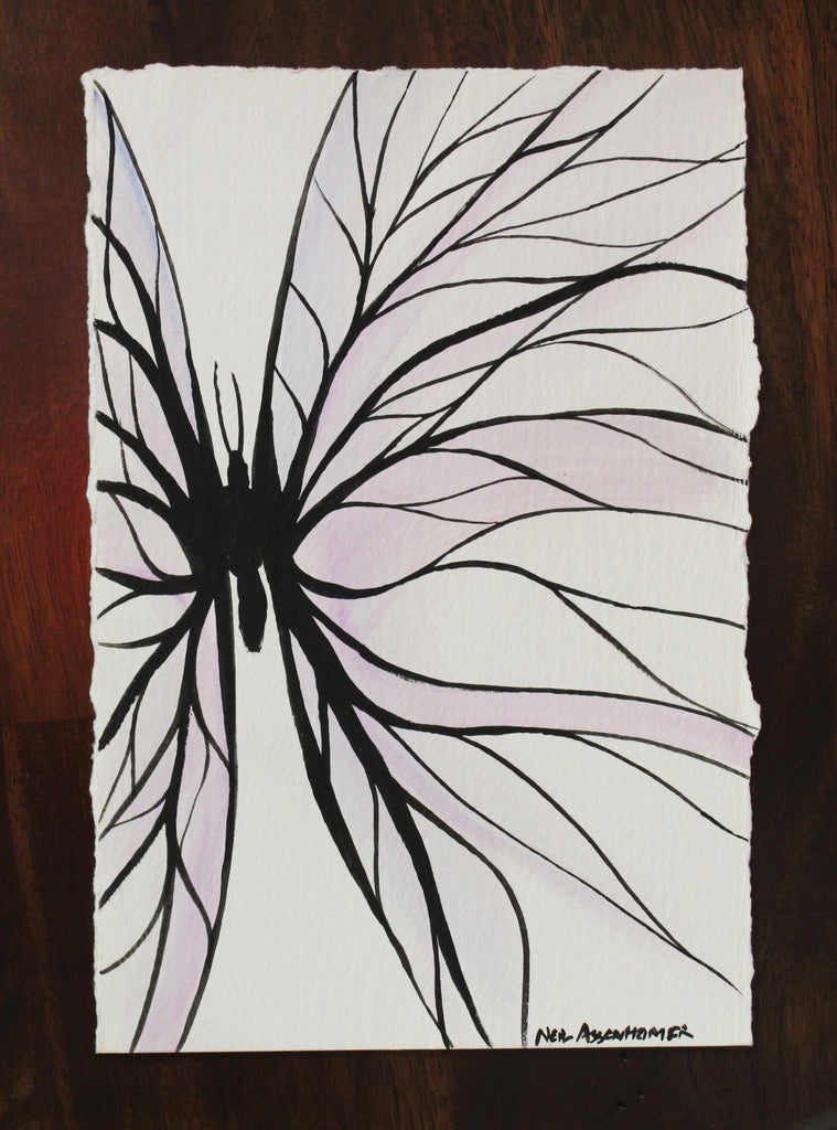 Butterfly in Purples. Original Watercolour - Neil Assenheimer
