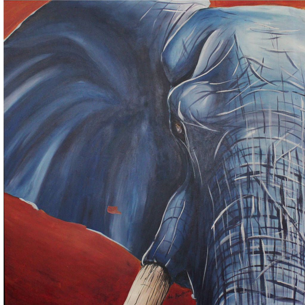 Elephant in Blue. Artist Original Canvas Print - Neil Assenheimer