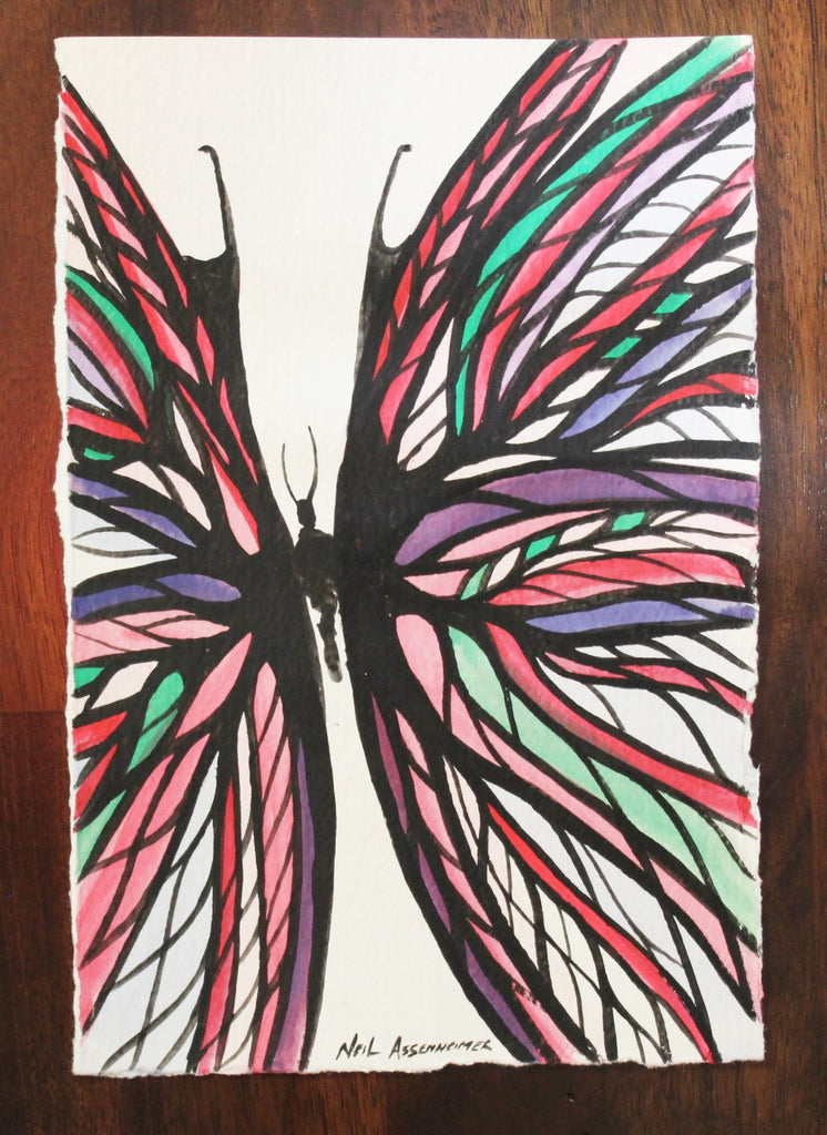 Multi Colour Butterfly. Original Watercolour - Neil Assenheimer
