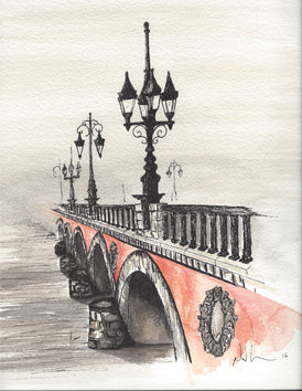 Bridge. Original Watercolour Pen and Ink - Neil Assenheimer