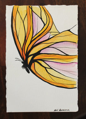 Butterfly in Orange, Yellow, and Purple. Original Watercolour - Neil Assenheimer