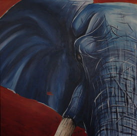 Elephant in Blue. Artist Original Matte Poster Print - Neil Assenheimer