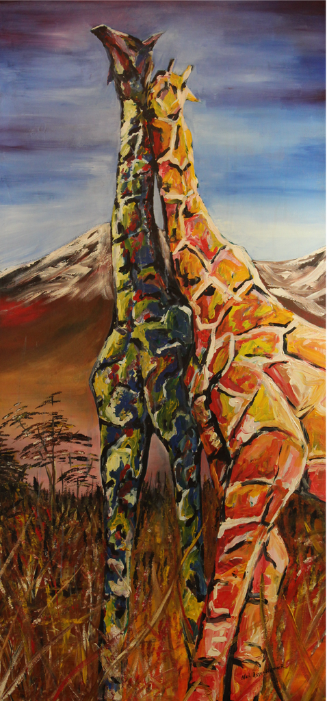 Giraffes. Artist Original Canvas Print - Neil Assenheimer