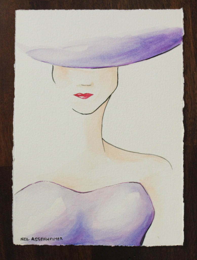 Lady in Purple. Original Watercolour - Neil Assenheimer