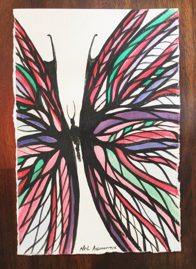 Multi Colour Butterfly. Original Watercolour - Neil Assenheimer